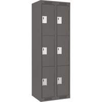 Clean Line Lockers, 3 -tier, Bank of 2, 24" x 18" x 72", Steel, Charcoal, Rivet (Assembled) Distribution Industrielle GC