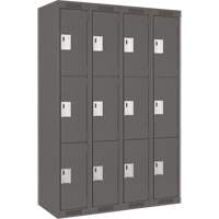 Casiers Clean Line, 3 niveaux, Bloc de 4, 48" x 18" x 72", Acier, Charbon, Rivet (assembl&eacute;) Distribution Industrielle GC