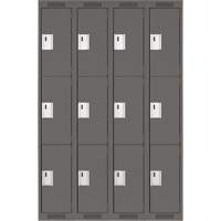 Casiers Clean Line, 3 niveaux, Bloc de 4, 48" x 18" x 72", Acier, Charbon, Rivet (assembl&eacute;) Distribution Industrielle GC