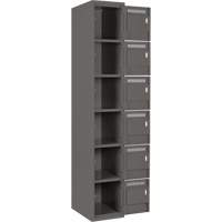 Clean Line Lockerette, 6 -tier, Bank of 4, 48" x 18" x 72", Steel, Charcoal, Rivet (Assembled) Distribution Industrielle GC