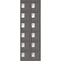 Clean Line Lockerette, 6 -tier, Bank of 2, 24" x 18" x 72", Steel, Charcoal, Rivet (Assembled) Distribution Industrielle GC