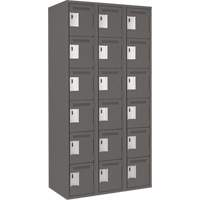 Clean Line Lockerette, 6 -tier, Bank of 3, 36" x 18" x 72", Steel, Charcoal, Rivet (Assembled) Distribution Industrielle GC