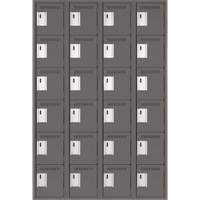 Clean Line Lockerette, 6 -tier, Bank of 4, 48" x 18" x 72", Steel, Charcoal, Rivet (Assembled) Distribution Industrielle GC