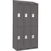 Casiers Clean Line, 2 niveaux, Bloc de 3, 36" x 18" x 78", Acier, Charbon, Rivet (assembl&eacute;) Distribution Industrielle GC