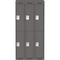 Casiers Clean Line, 2 niveaux, Bloc de 3, 36" x 18" x 78", Acier, Charbon, Rivet (assembl&eacute;) Distribution Industrielle GC