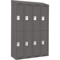 Clean Line Lockers, 2 -tier, Bank of 4, 48" x 18" x 78", Steel, Charcoal, Rivet (Assembled) Distribution Industrielle GC