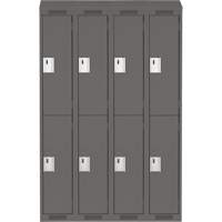 Clean Line Lockers, 2 -tier, Bank of 4, 48" x 18" x 78", Steel, Charcoal, Rivet (Assembled) Distribution Industrielle GC