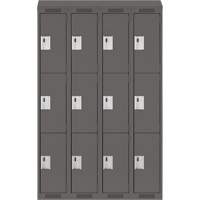 Casiers Clean Line, 3 niveaux, Bloc de 4, 48" x 18" x 78", Acier, Charbon, Rivet (assembl&eacute;) Distribution Industrielle GC