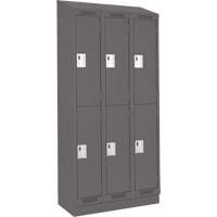 Clean Line Lockers, 2 -tier, Bank of 3, 36" x 18" x 82", Steel, Charcoal, Rivet (Assembled) Distribution Industrielle GC
