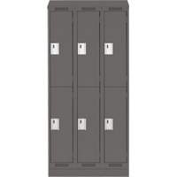 Clean Line Lockers, 2 -tier, Bank of 3, 36" x 18" x 82", Steel, Charcoal, Rivet (Assembled) Distribution Industrielle GC