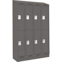 Casiers Clean Line, 2 niveaux, Bloc de 4, 48" x 18" x 82", Acier, Charbon, Rivet (assembl&eacute;) Distribution Industrielle GC