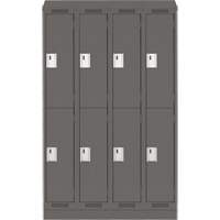 Casiers Clean Line, 2 niveaux, Bloc de 4, 48" x 18" x 82", Acier, Charbon, Rivet (assembl&eacute;) Distribution Industrielle GC