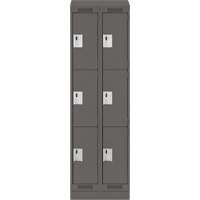 Clean Line Lockers, 3 -tier, Bank of 2, 24" x 18" x 82", Steel, Charcoal, Rivet (Assembled) Distribution Industrielle GC
