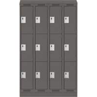 Casiers Clean Line, 3 niveaux, Bloc de 4, 48" x 18" x 82", Acier, Charbon, Rivet (assembl&eacute;) Distribution Industrielle GC