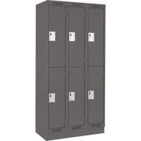 Casiers Clean Line, 2 niveaux, Bloc de 3, 36" x 18" x 76", Acier, Charbon, Rivet (assembl&eacute;) Distribution Industrielle GC