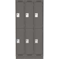 Casiers Clean Line, 2 niveaux, Bloc de 3, 36" x 18" x 76", Acier, Charbon, Rivet (assembl&eacute;) Distribution Industrielle GC