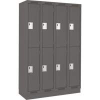 Casiers Clean Line, 2 niveaux, Bloc de 4, 48" x 18" x 76", Acier, Charbon, Rivet (assembl&eacute;) Distribution Industrielle GC