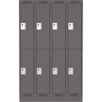 Casiers Clean Line, 2 niveaux, Bloc de 4, 48" x 18" x 76", Acier, Charbon, Rivet (assembl&eacute;) Distribution Industrielle GC