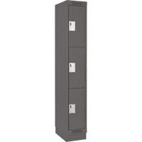 Clean Line Lockers, 3 -tier, 12" x 18" x 76", Steel, Charcoal, Rivet (Assembled) Distribution Industrielle GC