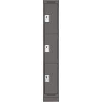 Clean Line Lockers, 3 -tier, 12" x 18" x 76", Steel, Charcoal, Rivet (Assembled) Distribution Industrielle GC