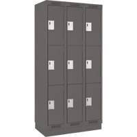 Clean Line Lockers, 3 -tier, Bank of 3, 36" x 18" x 76", Steel, Charcoal, Rivet (Assembled) Distribution Industrielle GC