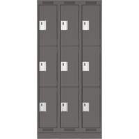 Clean Line Lockers, 3 -tier, Bank of 3, 36" x 18" x 76", Steel, Charcoal, Rivet (Assembled) Distribution Industrielle GC