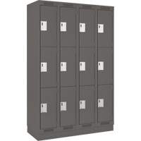 Casiers Clean Line, 3 niveaux, Bloc de 4, 48" x 18" x 76", Acier, Charbon, Rivet (assembl&eacute;) Distribution Industrielle GC