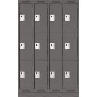 Casiers Clean Line, 3 niveaux, Bloc de 4, 48" x 18" x 76", Acier, Charbon, Rivet (assembl&eacute;) Distribution Industrielle GC