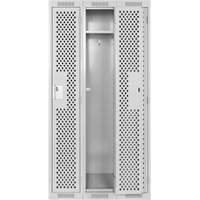 Clean Line Lockers, Bank of 3, 36" x 15" x 72", Steel, Grey, Rivet (Assembled), Perforated Distribution Industrielle GC