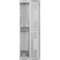 Clean Line Lockers, 2 -tier, Bank of 2, 24" x 12" x 72", Steel, Grey, Rivet (Assembled), Perforated Distribution Industrielle GC