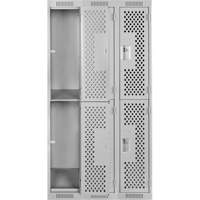 Clean Line Lockers, 2 -tier, Bank of 3, 36" x 12" x 72", Steel, Grey, Rivet (Assembled), Perforated Distribution Industrielle GC