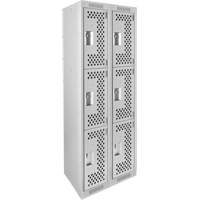 Casiers Clean Line, 3 niveaux, Bloc de 2, 24" x 12" x 72", Acier, Gris, Rivet (assembl&eacute;), Perfor&eacute; Distribution Industrielle GC