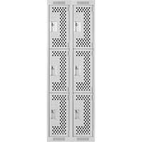 Casiers Clean Line, 3 niveaux, Bloc de 2, 24" x 12" x 72", Acier, Gris, Rivet (assembl&eacute;), Perfor&eacute; Distribution Industrielle GC