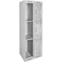Casiers Clean Line, 3 niveaux, Bloc de 2, 24" x 12" x 72", Acier, Gris, Rivet (assembl&eacute;), Perfor&eacute; Distribution Industrielle GC