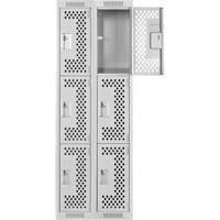 Casiers Clean Line, 3 niveaux, Bloc de 2, 24" x 12" x 72", Acier, Gris, Rivet (assembl&eacute;), Perfor&eacute; Distribution Industrielle GC