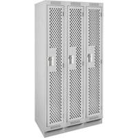 Clean Line Lockers, Bank of 3, 36" x 15" x 76", Steel, Grey, Rivet (Assembled), Perforated Distribution Industrielle GC