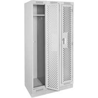 Clean Line Lockers, Bank of 3, 36" x 15" x 76", Steel, Grey, Rivet (Assembled), Perforated Distribution Industrielle GC