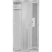 Clean Line Lockers, Bank of 3, 36" x 15" x 76", Steel, Grey, Rivet (Assembled), Perforated Distribution Industrielle GC