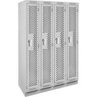 Clean Line Lockers, Bank of 4, 48" x 15" x 76", Steel, Grey, Rivet (Assembled), Perforated Distribution Industrielle GC