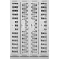 Clean Line Lockers, Bank of 4, 48" x 15" x 76", Steel, Grey, Rivet (Assembled), Perforated Distribution Industrielle GC
