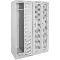 Clean Line Lockers, Bank of 4, 48" x 15" x 76", Steel, Grey, Rivet (Assembled), Perforated Distribution Industrielle GC