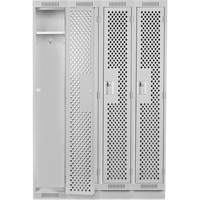 Clean Line Lockers, Bank of 4, 48" x 15" x 76", Steel, Grey, Rivet (Assembled), Perforated Distribution Industrielle GC