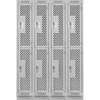 Casiers Clean Line, 2 niveaux, Bloc de 4, 48" x 12" x 76", Acier, Gris, Rivet (assembl&eacute;), Perfor&eacute; Distribution Industrielle GC