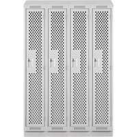 Clean Line Lockers, Bank of 4, 48" x 15" x 82", Steel, Grey, Rivet (Assembled), Perforated Distribution Industrielle GC