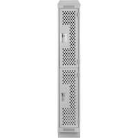 Clean Line Lockers, 2 -tier, 12" x 12" x 82", Steel, Grey, Rivet (Assembled), Perforated Distribution Industrielle GC