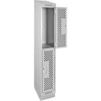 Clean Line Lockers, 2 -tier, 12" x 12" x 82", Steel, Grey, Rivet (Assembled), Perforated Distribution Industrielle GC