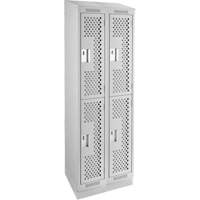 Casiers Clean Line, 2 niveaux, Bloc de 2, 24" x 18" x 82", Acier, Gris, Rivet (assembl&eacute;), Perfor&eacute; Distribution Industrielle GC