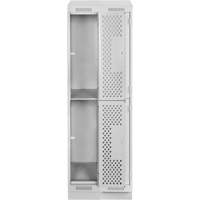 Casiers Clean Line, 2 niveaux, Bloc de 2, 24" x 18" x 82", Acier, Gris, Rivet (assembl&eacute;), Perfor&eacute; Distribution Industrielle GC