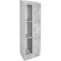 Clean Line Lockers, 3 -tier, Bank of 2, 24" x 15" x 82", Steel, Grey, Rivet (Assembled), Perforated Distribution Industrielle GC