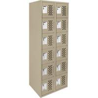 Clean-Line Perforated Lockerette, 6 -tier, Bank of 2, 15" x 72" x 12", Steel Distribution Industrielle GC